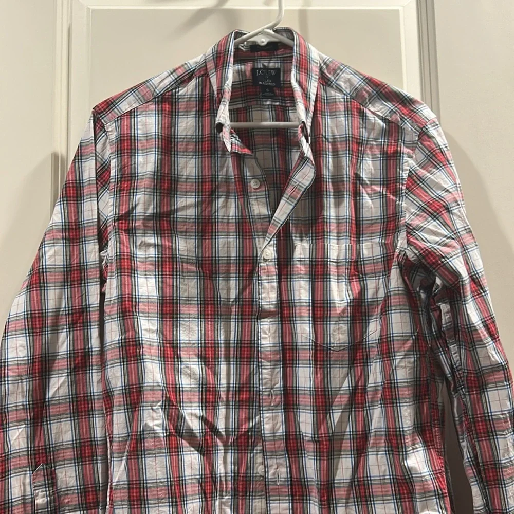 Like New J. Crew Classic Flex Washed Plaid Button Down Long Sleeves Small